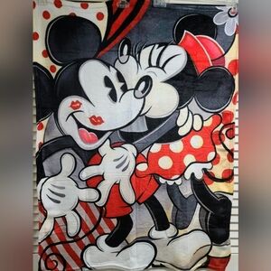 Disney Mickey & Minnie Plush Throw Blanket - Red, Black & White